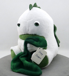 White with green Sleepy Dragon plushie