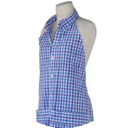 Blue and purple checked upcycled Shirt Apron
