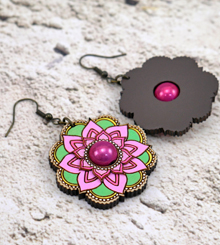 Pastel Wood Flower Mandala earrings