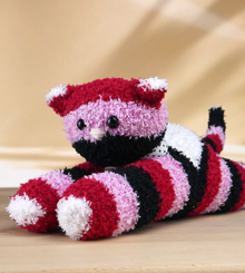 Pinks, black, and white stripes Sock Kitty