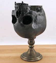 Black Vampire Skull Goblet with patinaed base