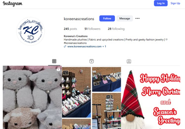 Screenshot of Instagram page