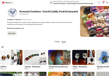 Screenshot of Pinterest page